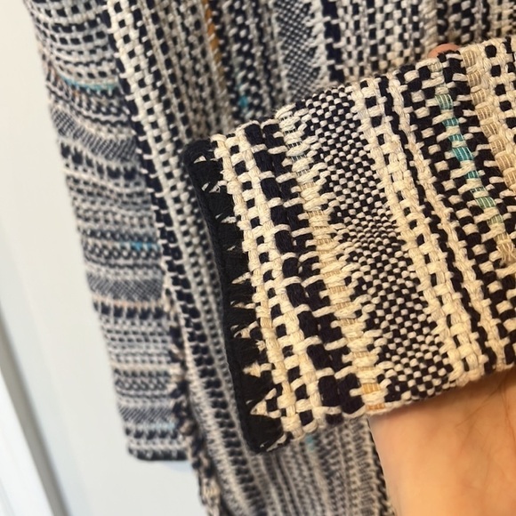 Lucky Brand Pottery Knit Open Front Boho Cardigan Fringe Trim - Picture 4 of 5